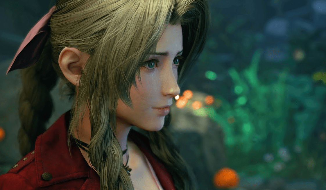 Aerith, a healer in the Final Fantasy VII Remake.