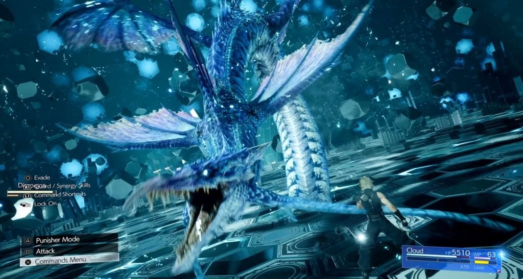 Leviathan, a massive blue sea serpent in Final Fantasy VII Rebirth.