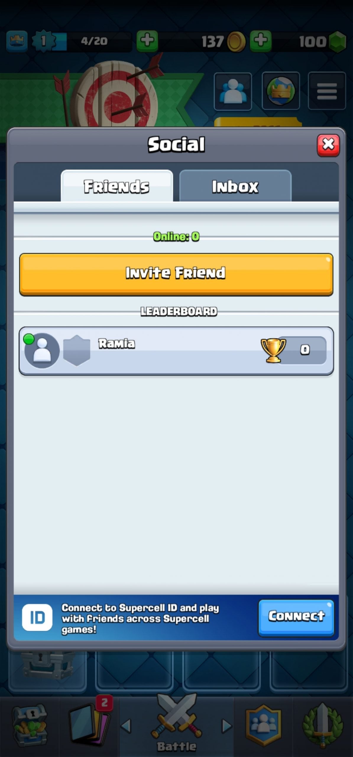 The Add a Friend screen in Clash Royale.