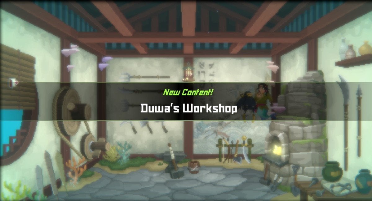 Duwa's Workshop becoming available after completing sidequests. 