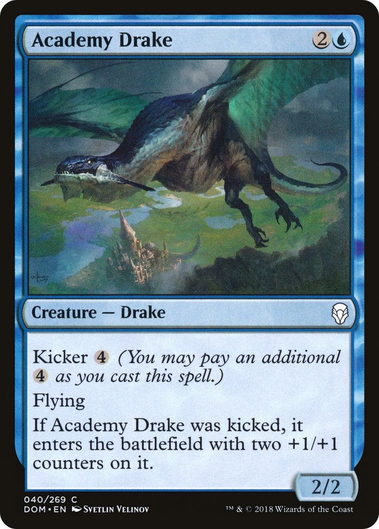 A Creature card that has the Flying and Kicker abilities.