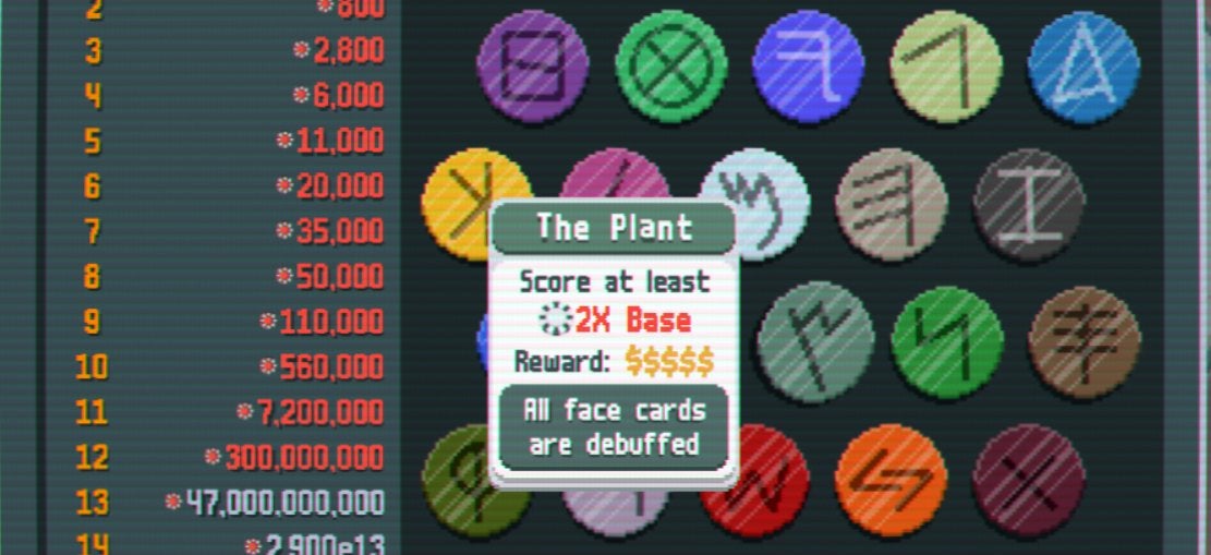 The Plant Blind, which debuffs face cards.