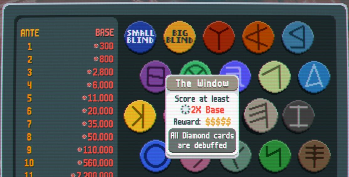 The Window Blind that debuffs Diamond cards.