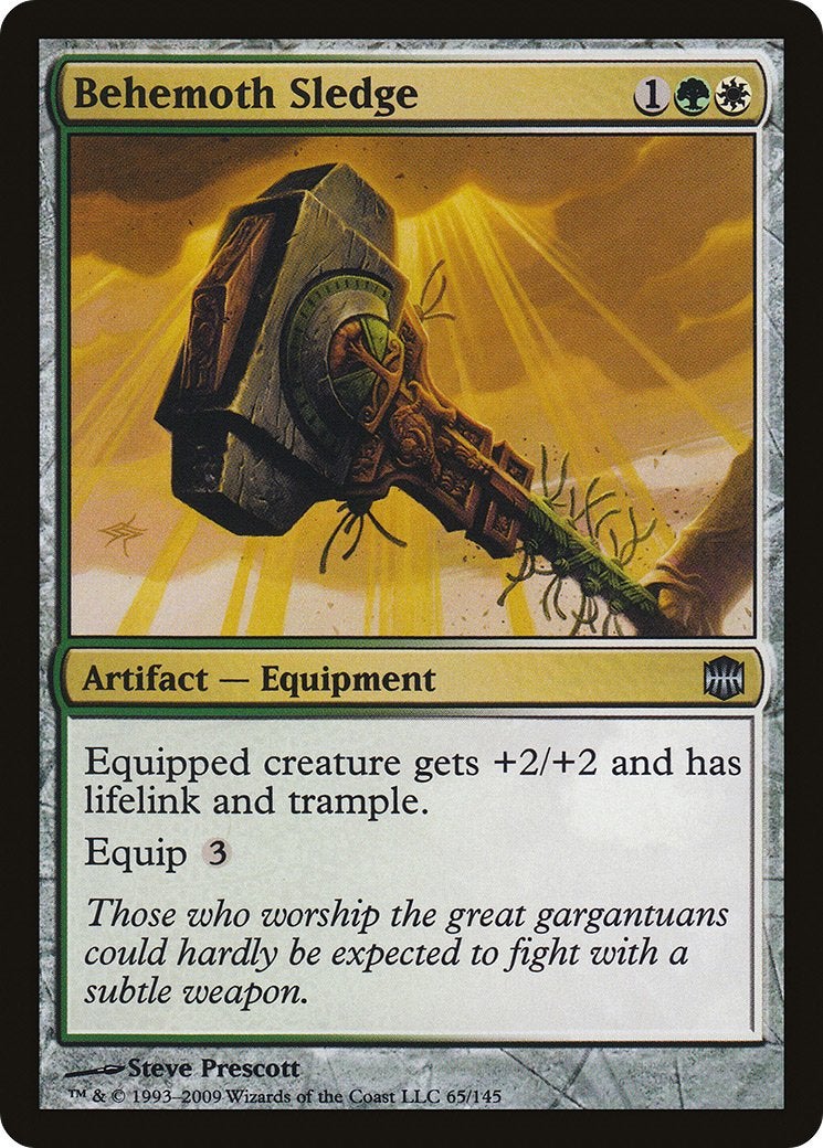 A green and white Artifact—Equipment card from Magic: The Gathering.