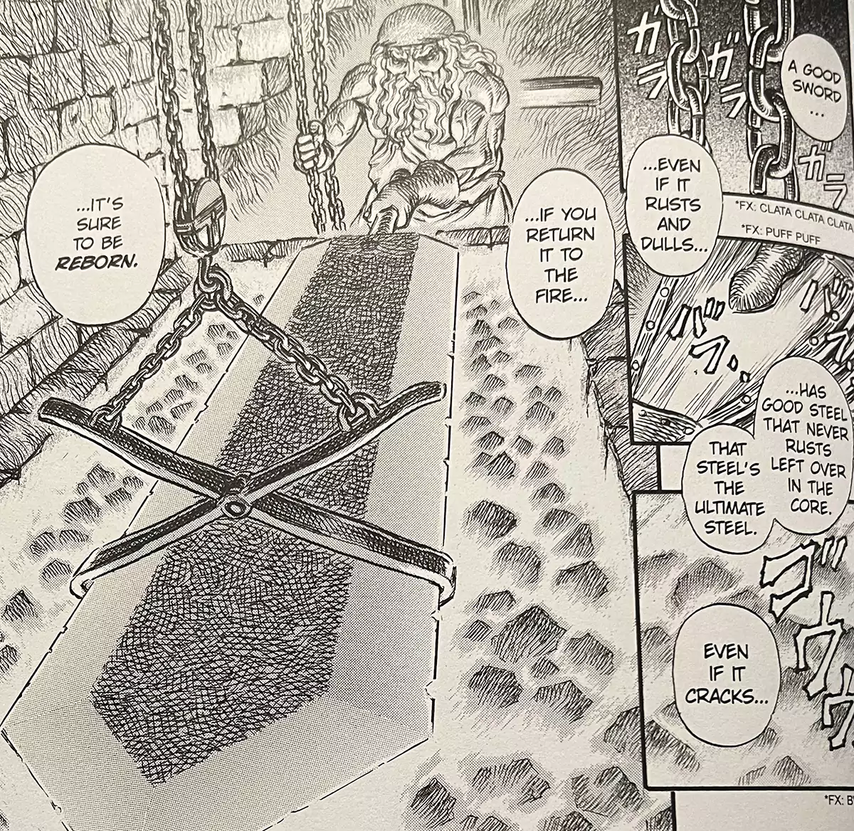 The inspiration for Andre of Astora and the stone blacksmiths in Dark Souls: Godot from Berserk.