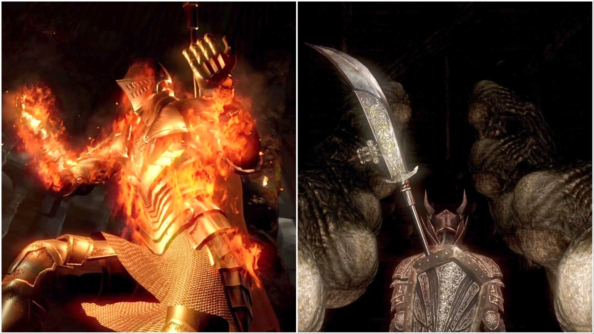The Link the Fire and Dark Lord endings from Dark Souls.