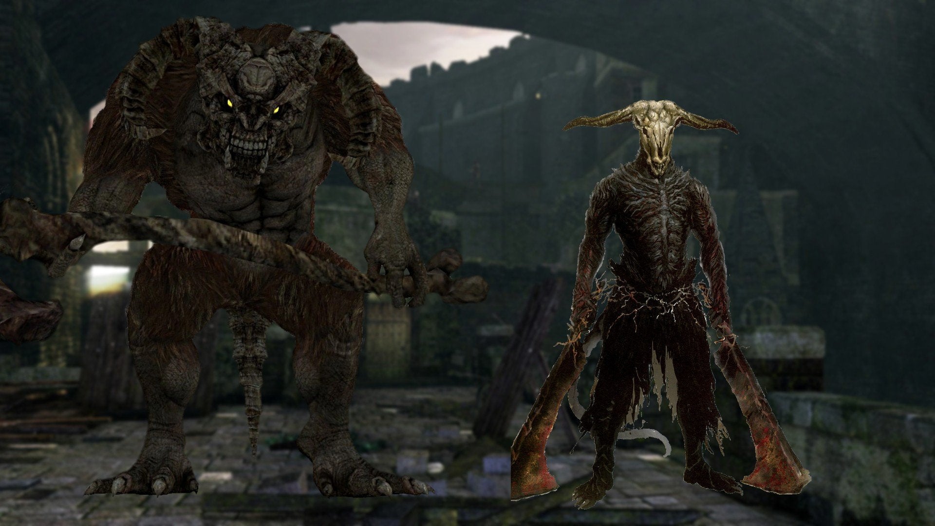 The Taurus Demon and Capra Demon from Dark Souls.