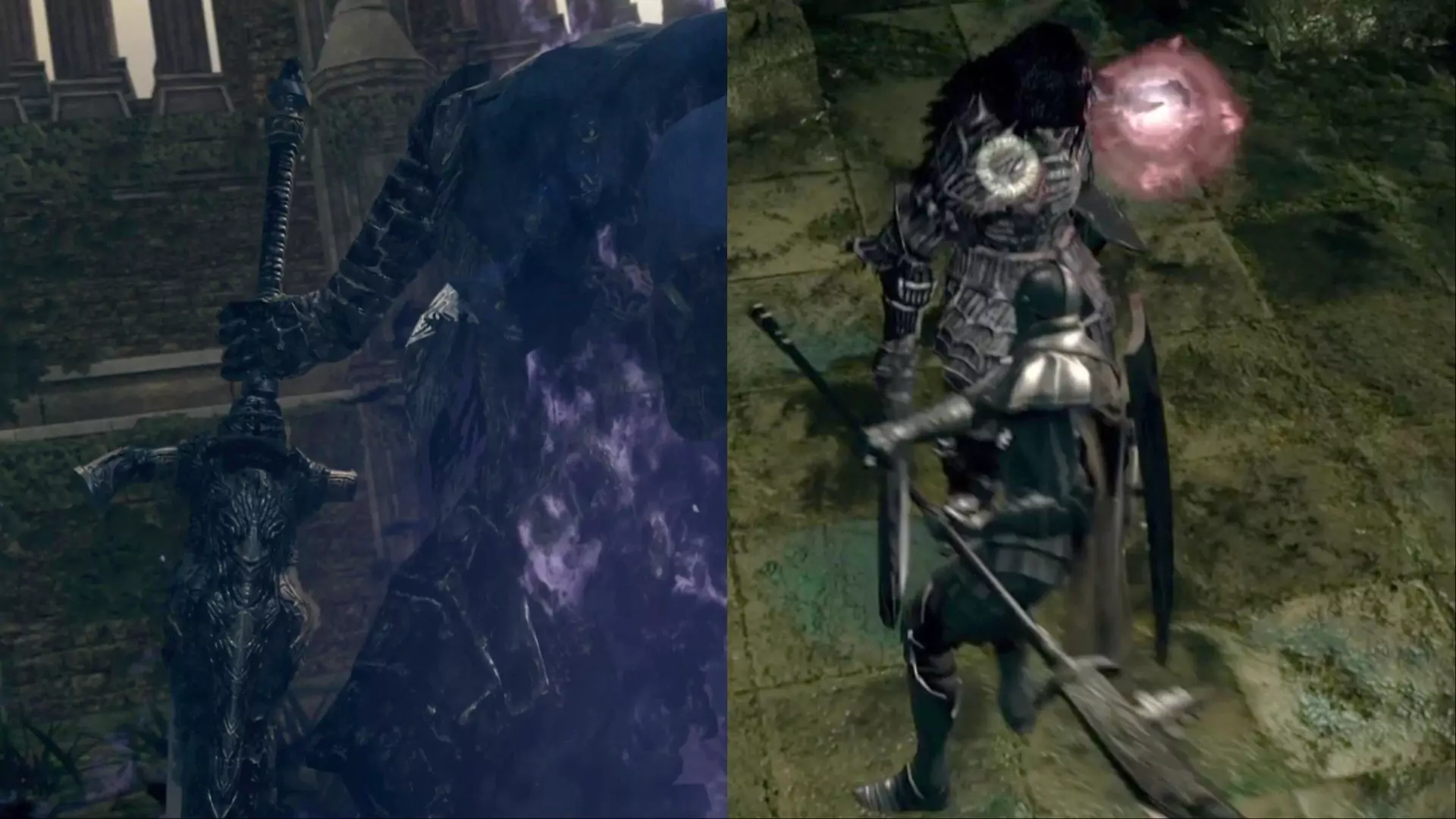 Knight Artorias and a Darkwraith Knight from Dark Souls.