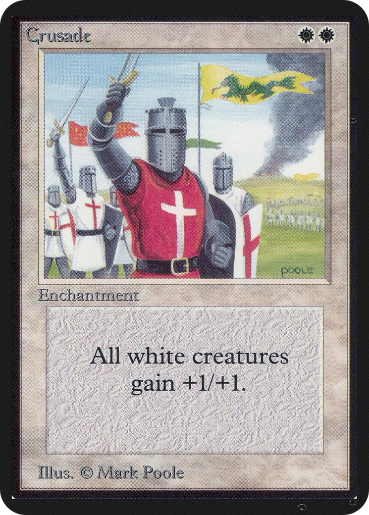 A white enchantment that powers up white creatures in MTG.