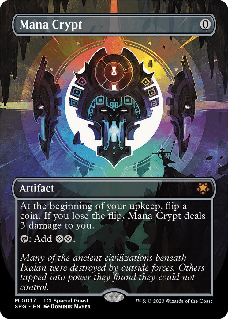 A multi-colored version of the Mana Crypt MTG card from The Caverns of Ixalan expansion.