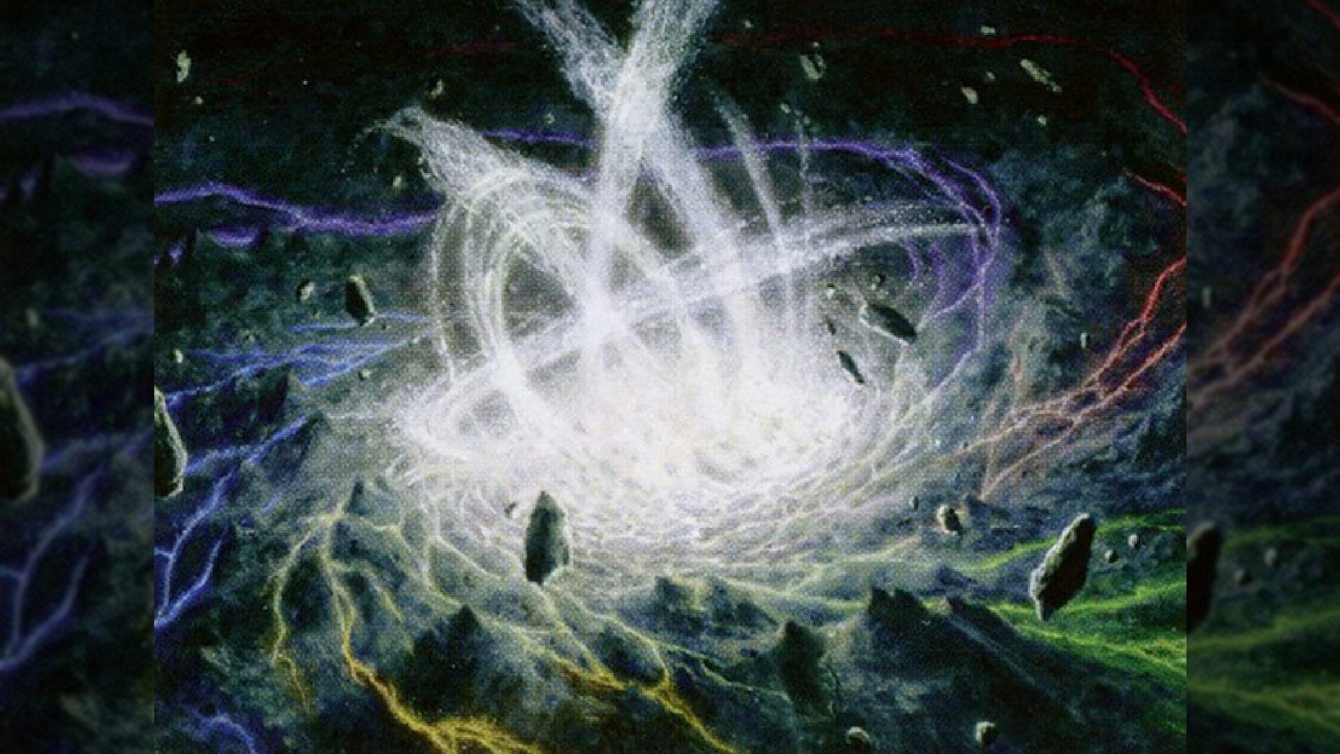 Artwork from the MTG card "Maelstrom Nexus" which depicts a swirling vortex of energy.