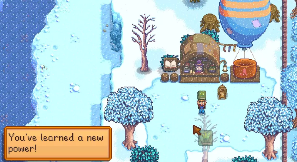 Learning a new power by using one of the books sold by the Bookseller in Stardew Valley.