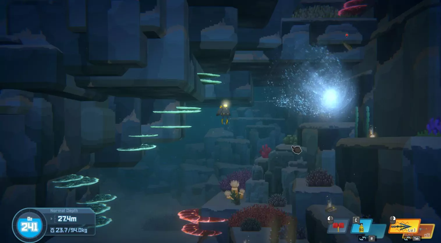 The whirlpool to access Klaus's hideout in Dave the Diver.