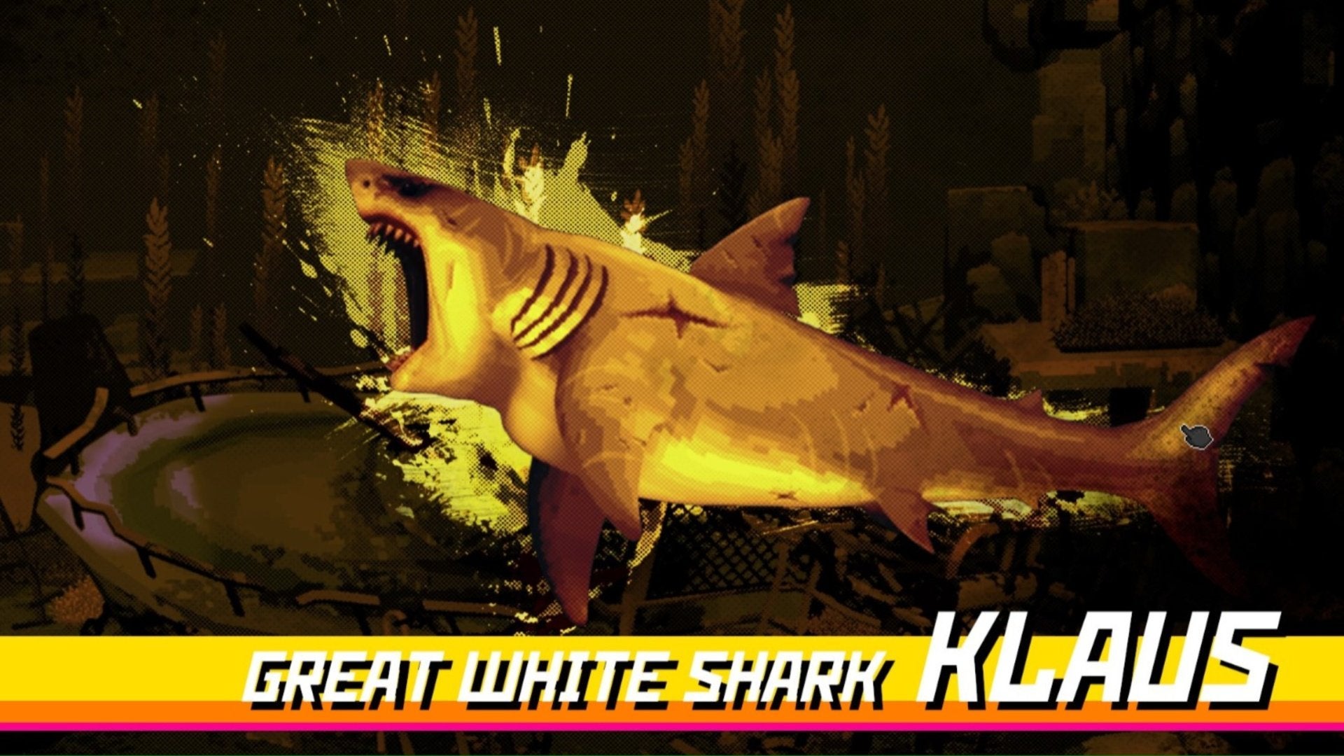 The boss card for the Great White Shark Klaus boss fight in Dave the Diver.