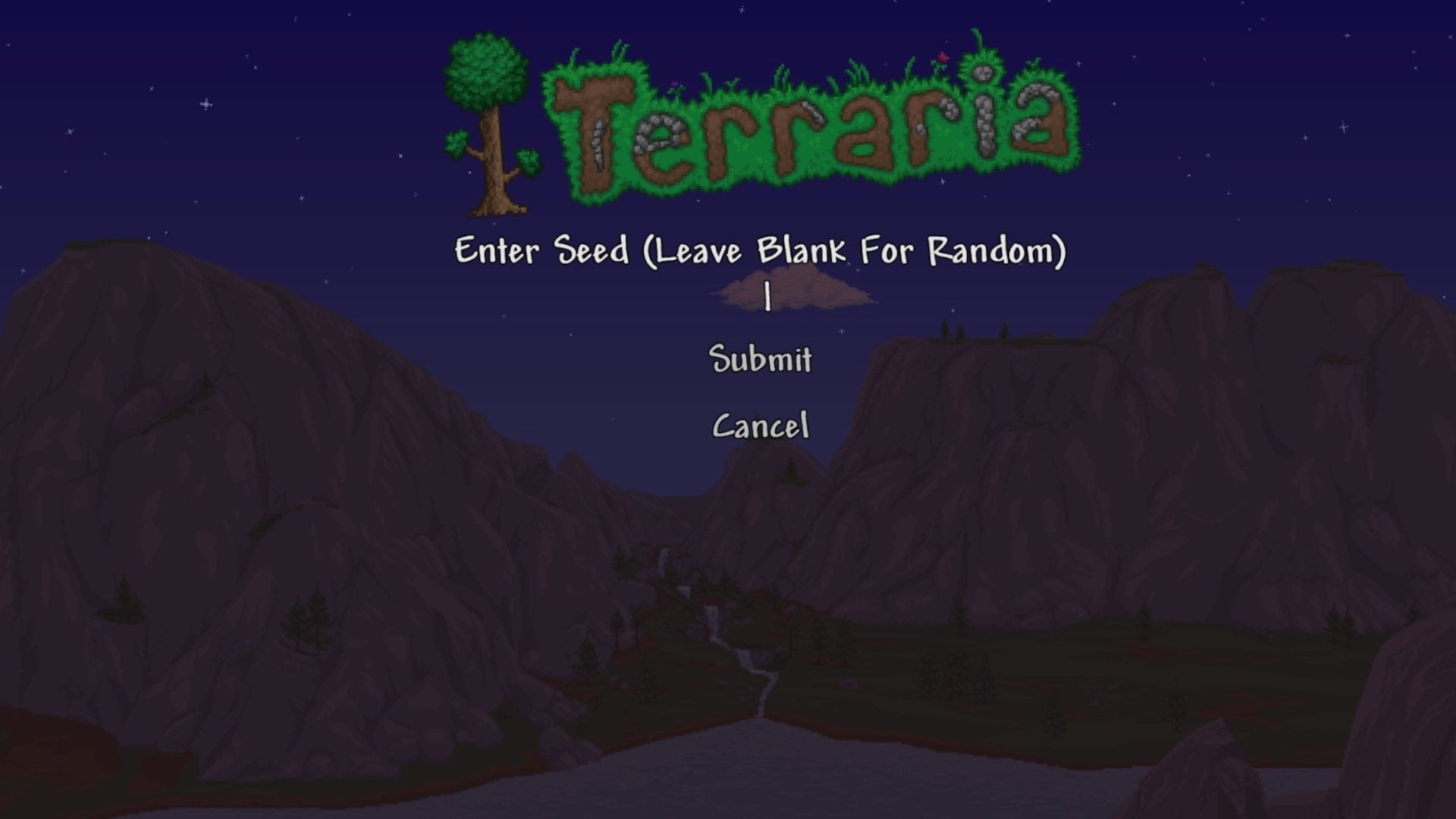 The textbox to enter a Terraria world seed.