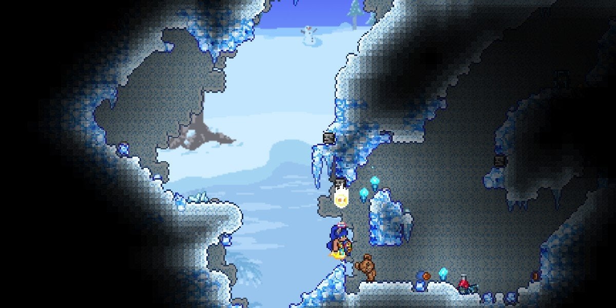 Example of three Dart Traps in the "notraps" Terraria seed.