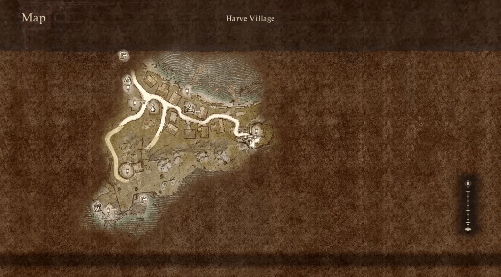 Sigurd's location in Harve Village in Dragon's Dogma 2. 