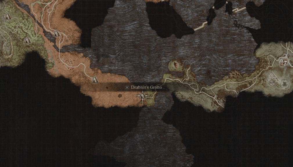 The location of Drabnir's Grotto in Dragon's Dogma 2.