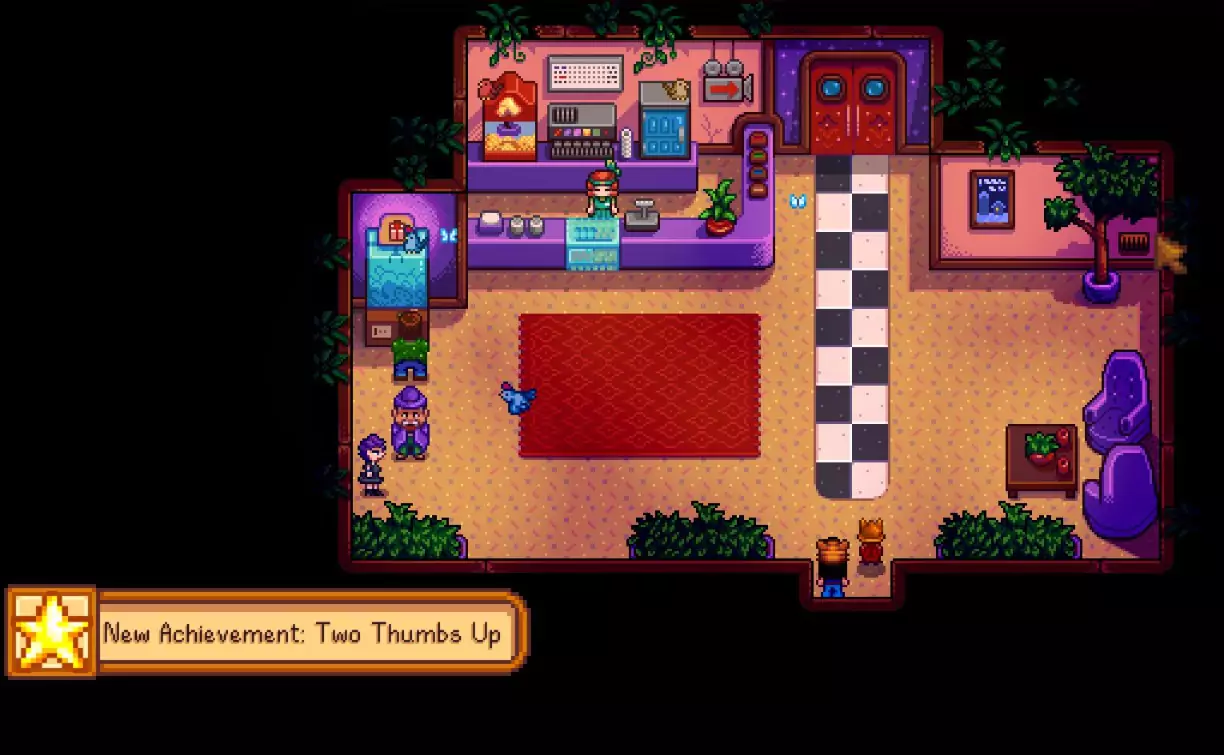 Getting the "Two Thumbs Up" achievement in Stardew Valley.