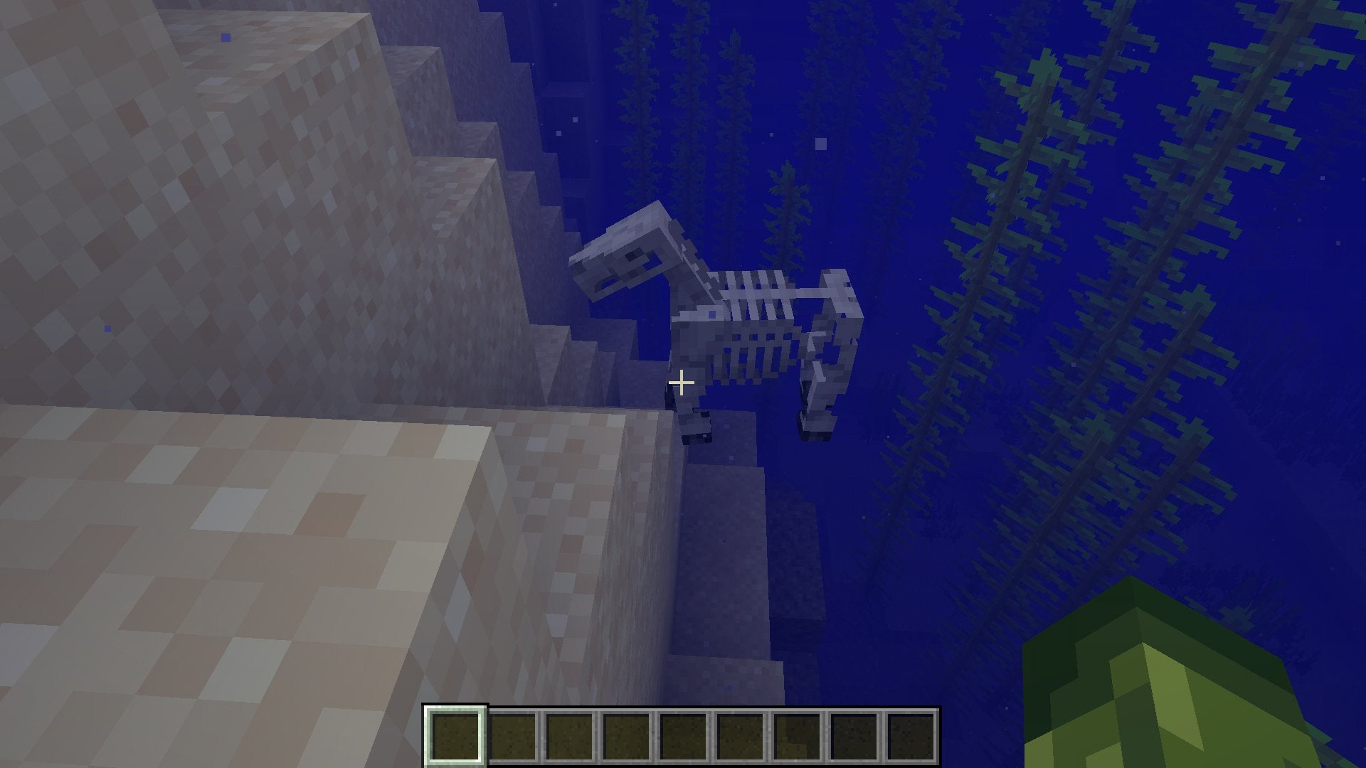 A Skeleton Horse underwater.