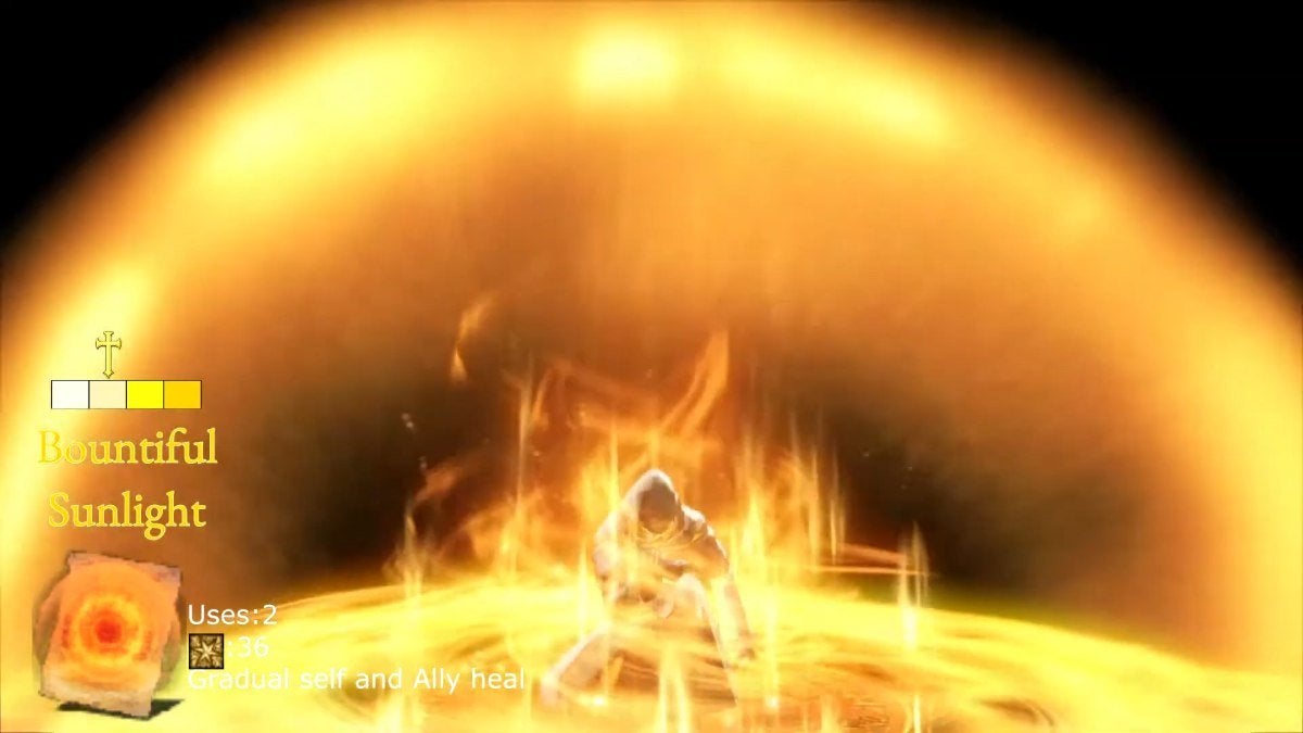The Bountiful Sunlight miracle from Dark Souls.