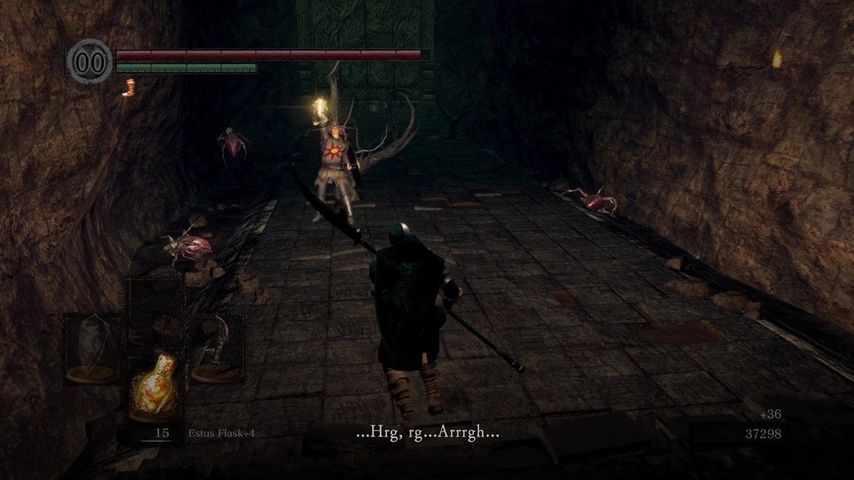 The Chosen Undead fighting Solaire in Dark Souls.