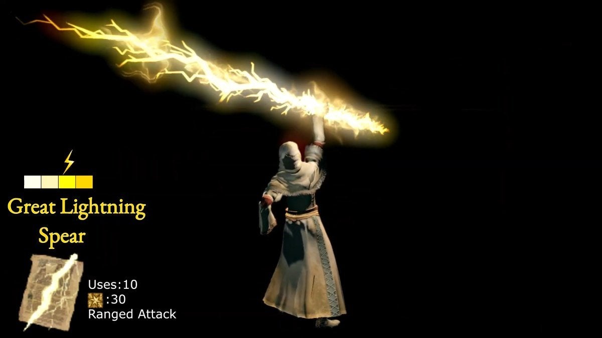 The Great Lightning Spear miracle from Dark Souls.