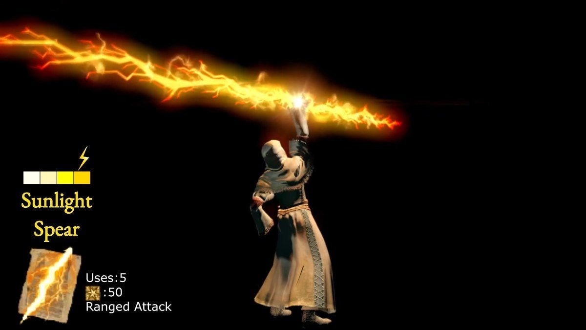 The Sunlight Spear miracle from Dark Souls.