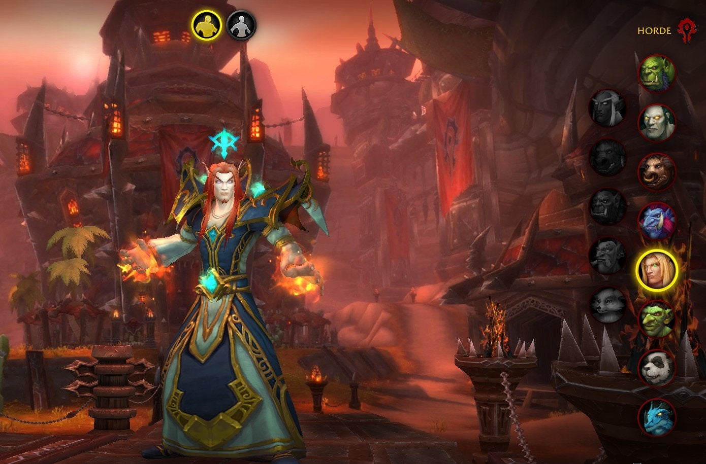 A Blood Elf at the race selection screen.