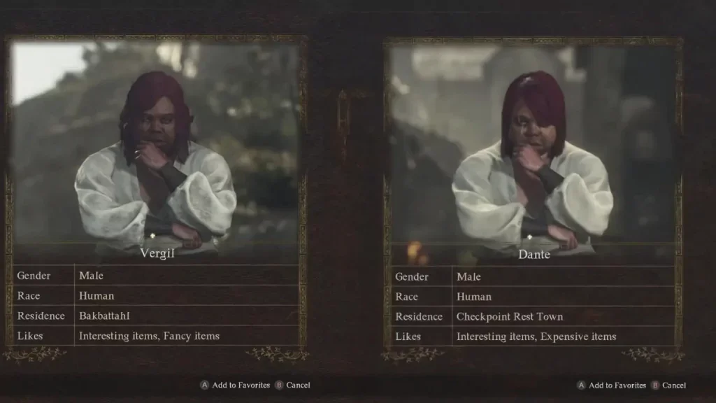 Vergil and Dante, two identical twin NPCs in Dragon's Dogma 2.