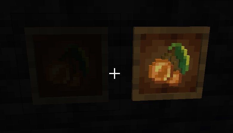 An Item Frame and a Glow Item Frame on a dark cave wall.