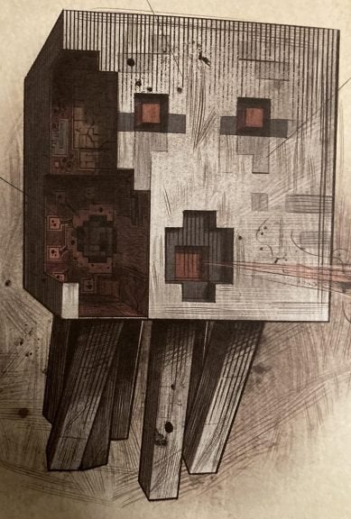 A biological diagram of a Ghast from Minecraft: Mobestiary.
