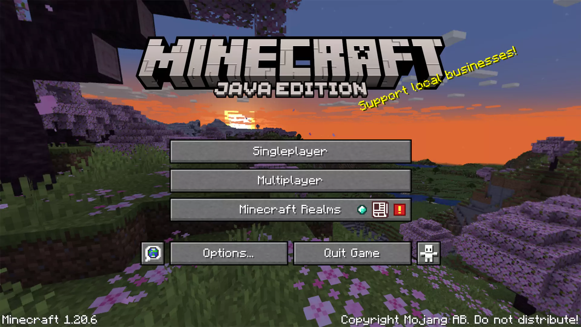 The main menu of Minecraft.