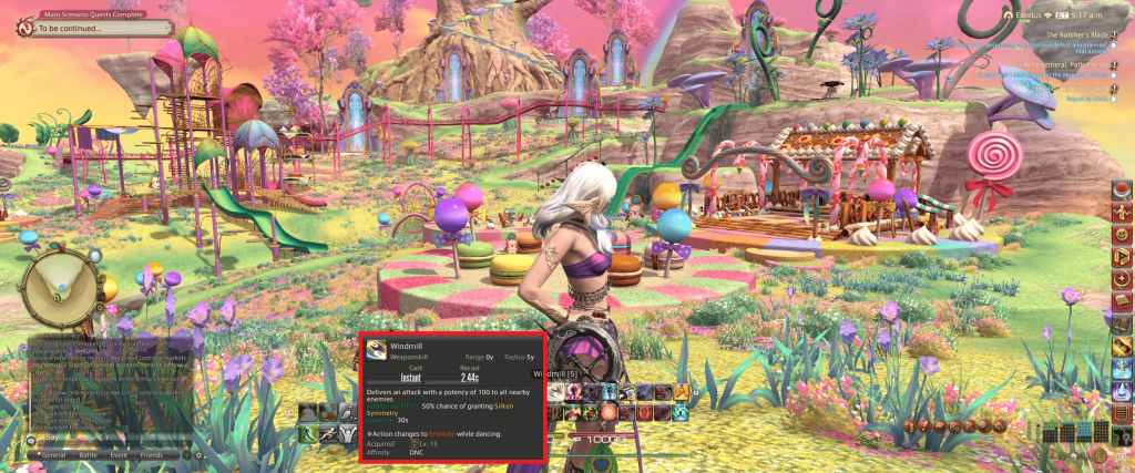 An example of a skill's tooltip in Final Fantasy XIV.