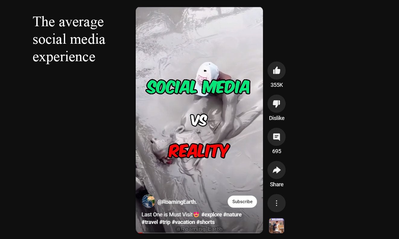 A short video about social media versus reality expectations.